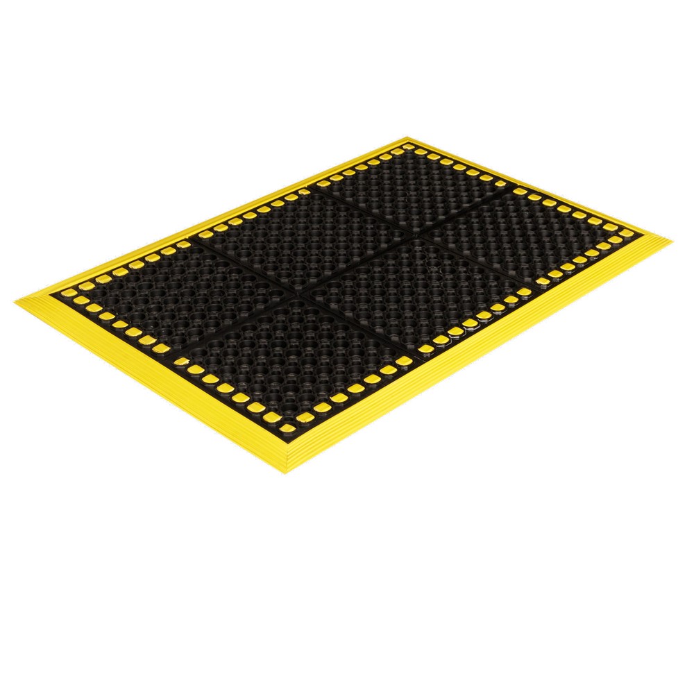 Crown Matting WS 4E24YE Safewalk with Colored Borders 4-Sides 40"x124" Black w/Yellow Anti-Fatigue Matting
