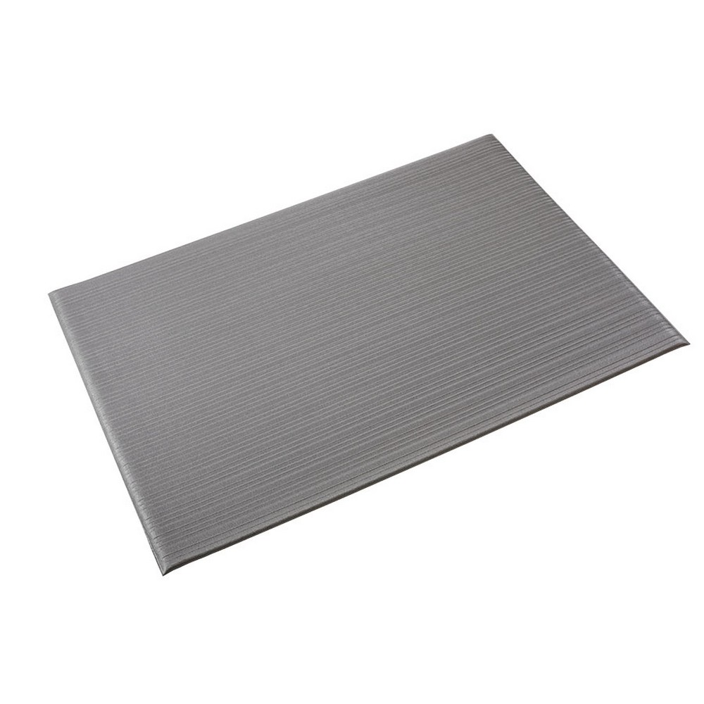 Crown Matting FL 2436GY Tuff-Spun 3/8 Rib-Surface 2'x3' Gray Anti-Fatigue Matting