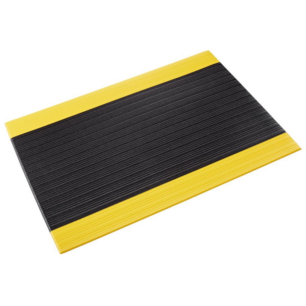 Crown Matting SER3848YB Tuff-Spun 3/8 Rib-Surface 4'x60' Black w/Yellow Anti-Fatigue Matting