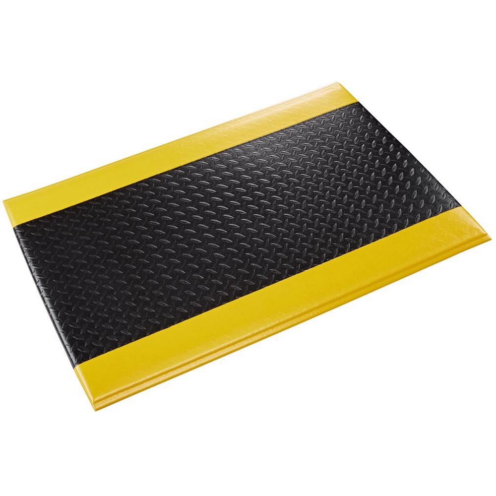 Crown Matting WB Z035YD Wear-Bond Comfort-King Diamond-Surface 3'x5' Black w/Yellow Anti-Fatigue Matting