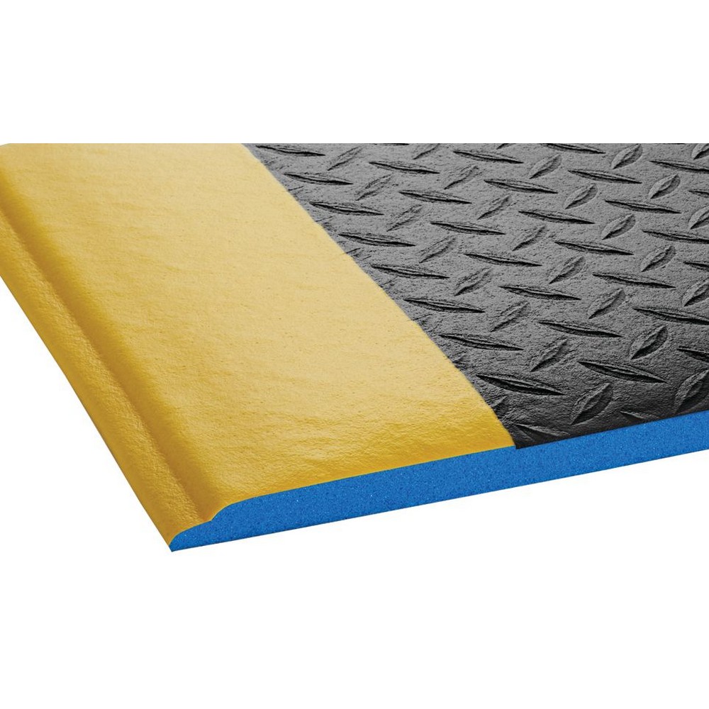 Crown Matting WBRZ048YD-75 Wear-Bond Comfort-King Diamond-Surface 4'x75' Black w/Yellow Anti-Fatigue Matting