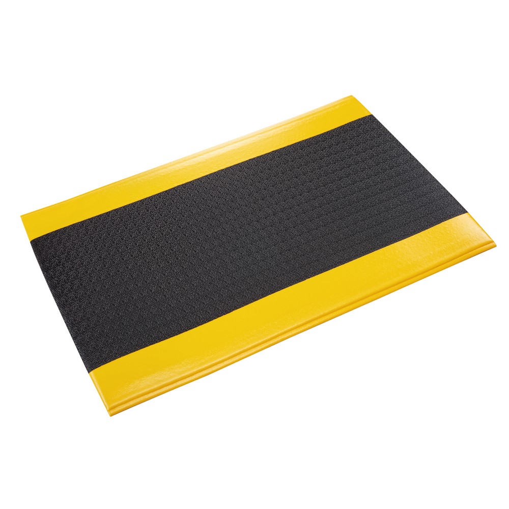 Crown Matting WB Z035YP Wear-Bond Comfort-King Pebble-Surface 3'x5' Black w/Yellow Anti-Fatigue Matting