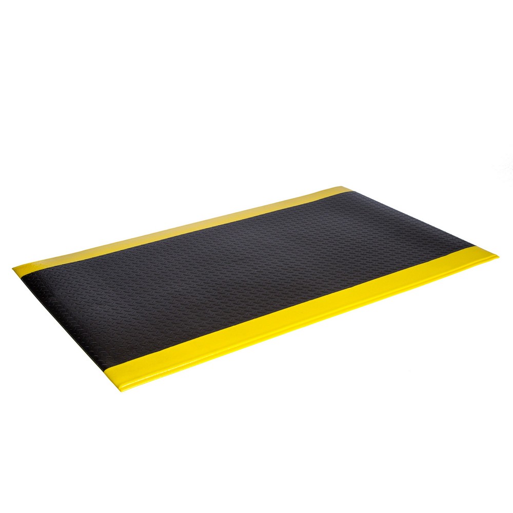 Crown Matting WBR0024YD-75 Wear-Bond Tuff-Spun Diamond-Surface 2'x75' Black w/Yellow Anti-Fatigue Matting