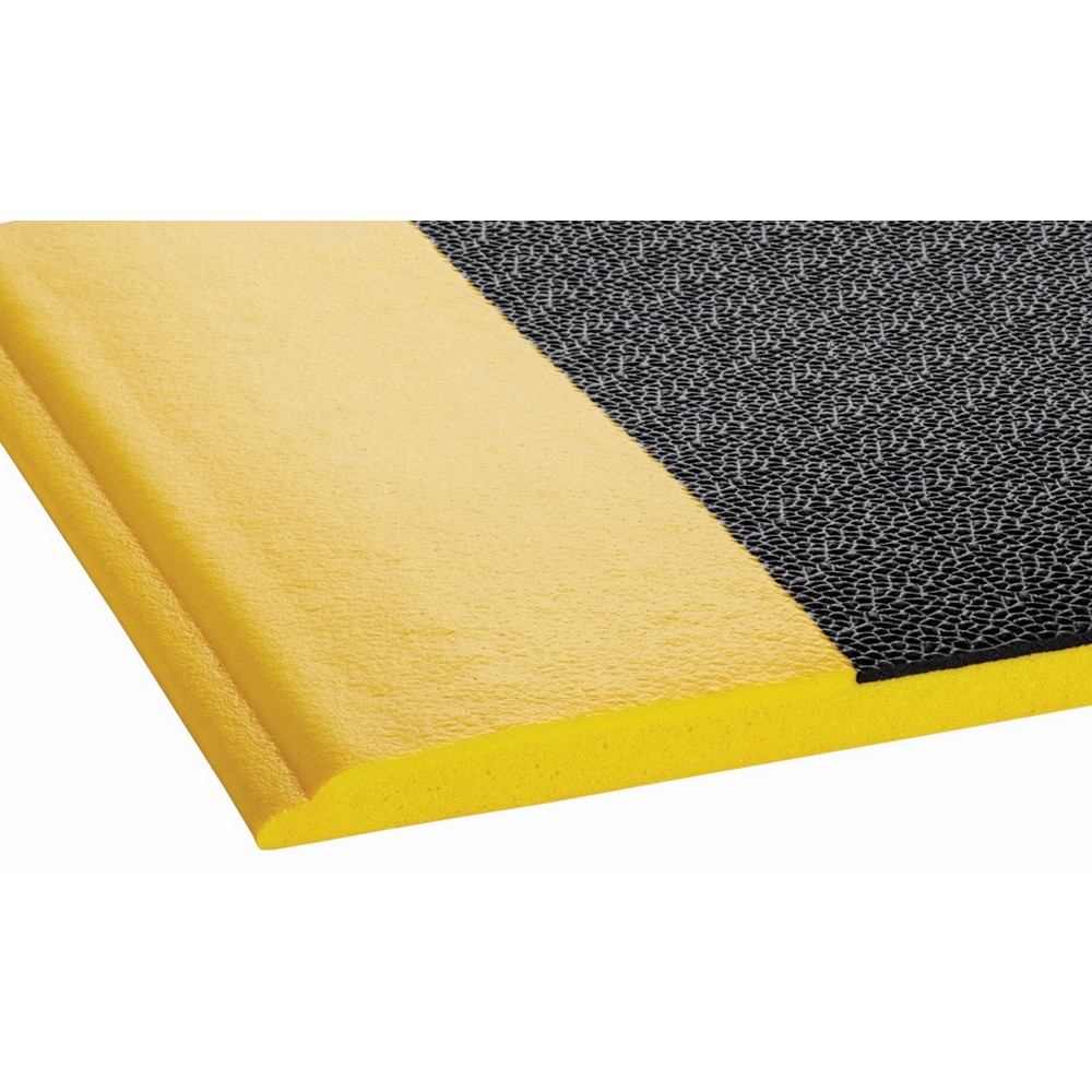Crown Matting WB 0023YP Wear-Bond Tuff-Spun Pebble-Surface 2'x3' Black w/Yellow Anti-Fatigue Matting