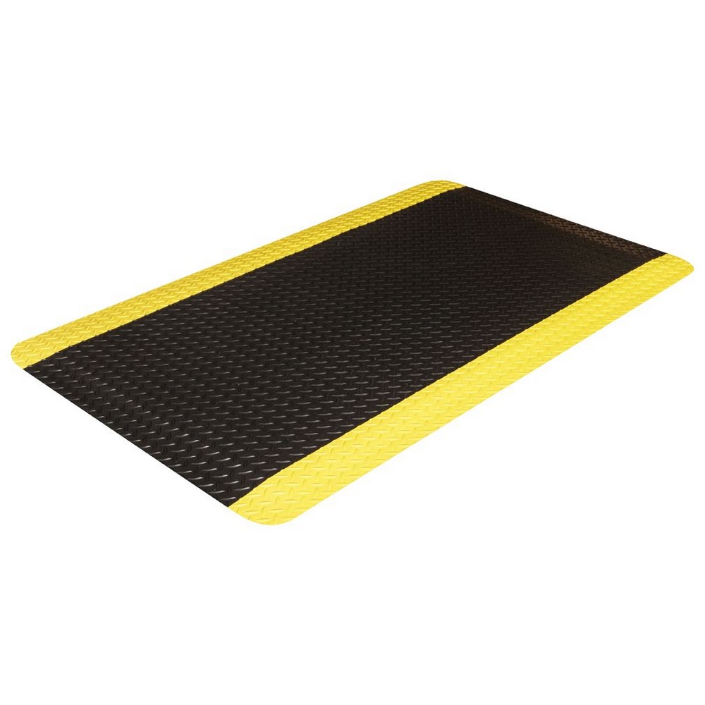 Crown Matting WDR3436YB-75 Workers-Delight Deck Plate Ultra 3'x75' Black w/Yellow Anti-Fatigue Matting