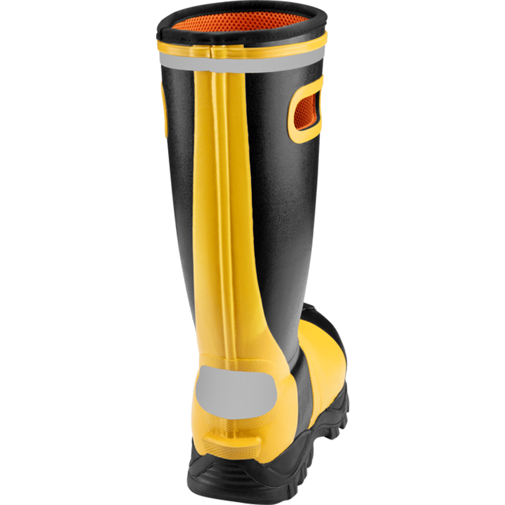 Ironwear 9289 Black 17" Rubber Knee Boot, Yellow Metatarsal Guard, Steel Toe
