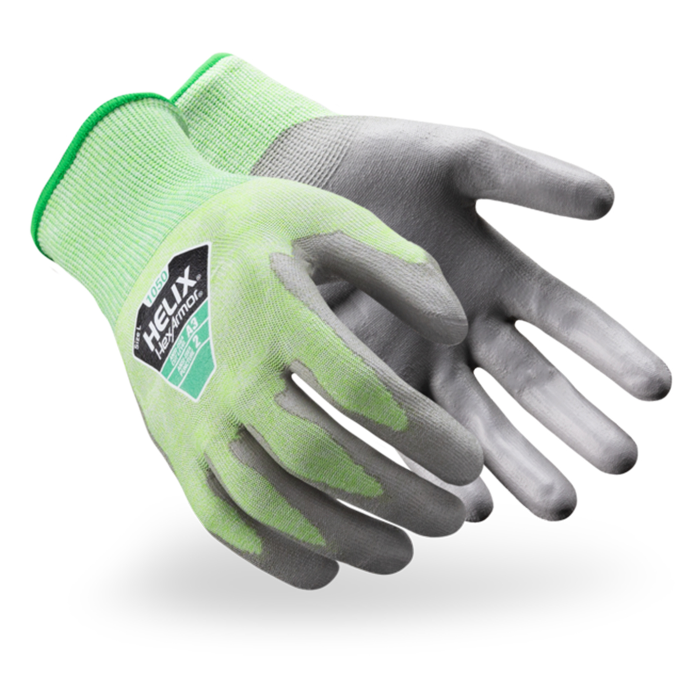 HexArmor 1050 Helix HPPE/Nylon Blend With Polyurethane Dip, Cut Level A3 Glove