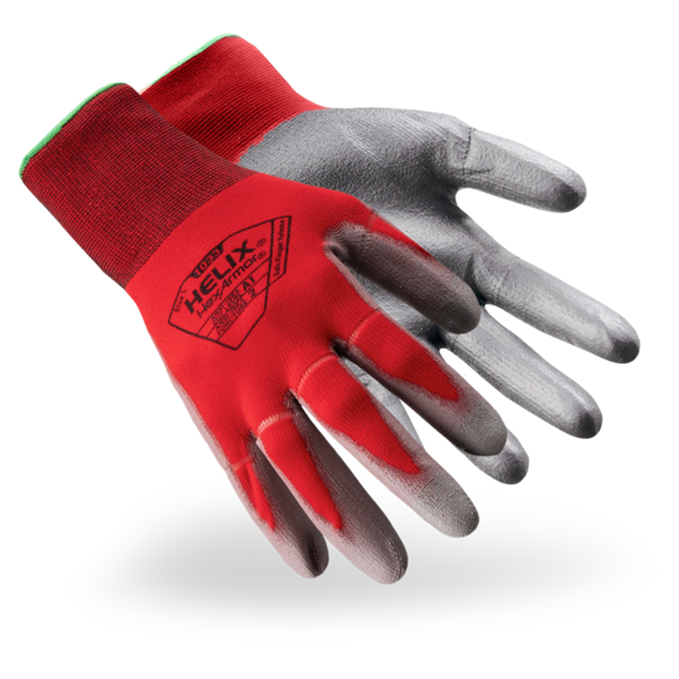 HexArmor 1033 Helix Nylon/Spandex Blend With Polyurethane Dip, Finger Release, Cut Level A1 Glove