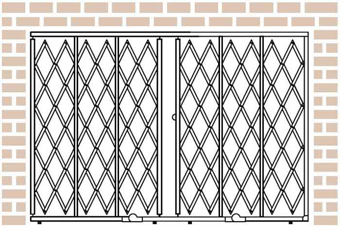 Illinois Engineered Products HYDP1680 Storefront Security Gate - 16' W x 8' H, w/ Fixed Top & Folding Bottom