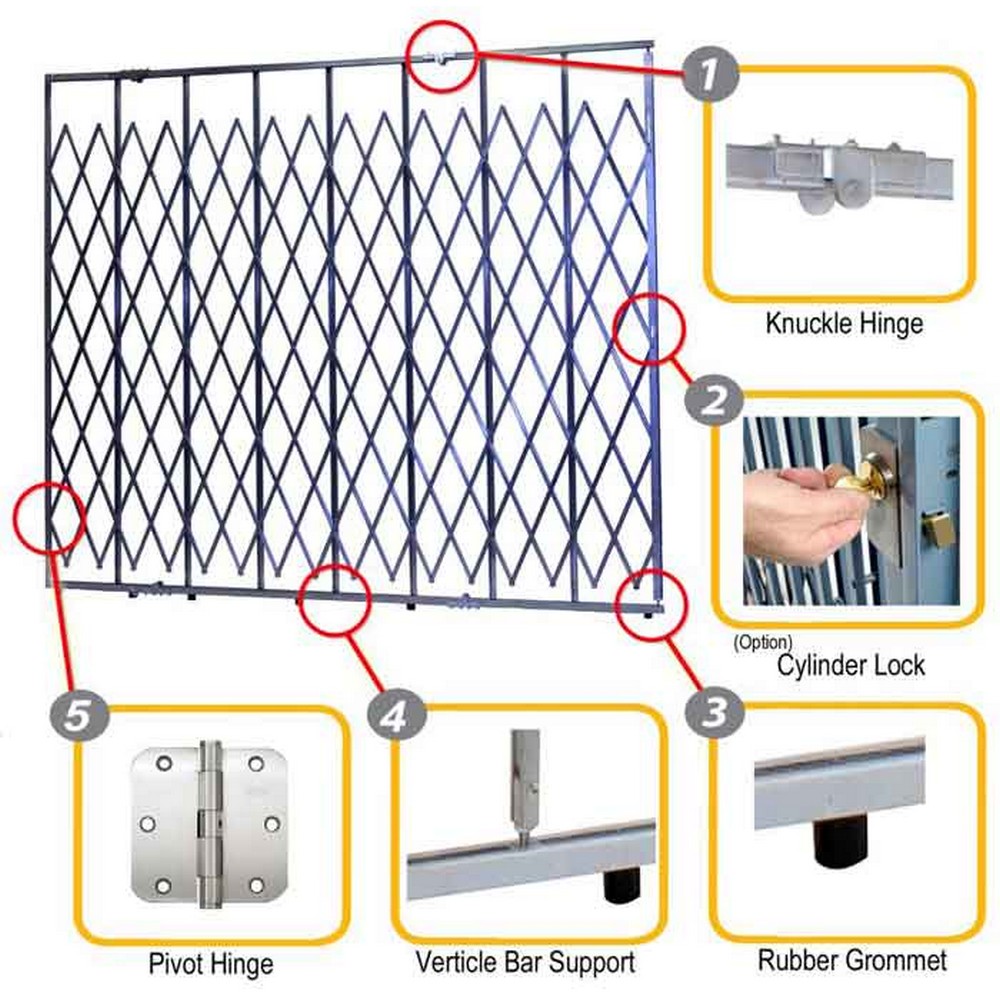 Illinois Engineered Products HYDP1470 Storefront Security Gate - 14' W x 7' H, w/ Folding Top & Bottom