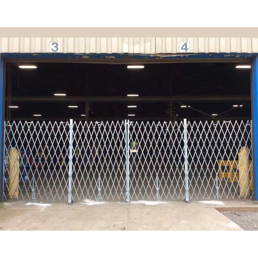 Illinois Engineered Products PFG1475-ANG Retractable Folding Gate, Double, 12' - 14' W, 7' 6" Collapsed Ht, 7' Expanded Ht