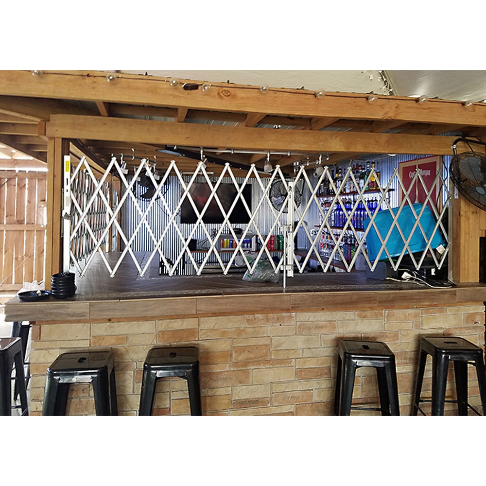 Illinois Engineered Products SSG1080-ANG Retractable Folding Gate, Single, 9' - 10' W, 8' Collapsed Ht, 7' 6" Expanded Ht