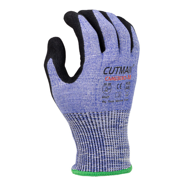 Task Gloves CM63130 CUTMAN 13 Gauge Gray HDPE Shell, Sandy Nitrile Palm Coated, ANSI A6 Cut Resistant Gloves
