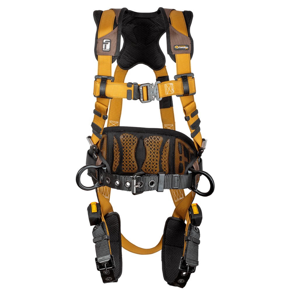 FallTech 7081B Advanced ComforTech Gel 3D Construction Belted Full Body Harness, Tongue Buckle Leg Adjustment