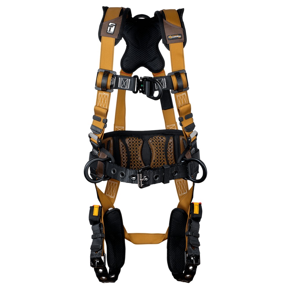FallTech 7081BFD Advanced ComforTech Gel 4D Construction Climbing Full Body Harness, Tongue Buckle Leg Adjustment