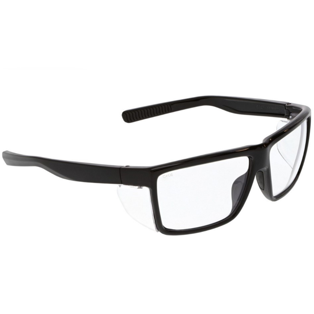 MCR Safety SR210 Swagger SR2 Series Black Safety Glasses Clear Lenses TPR Nosepads and Temple Ends
