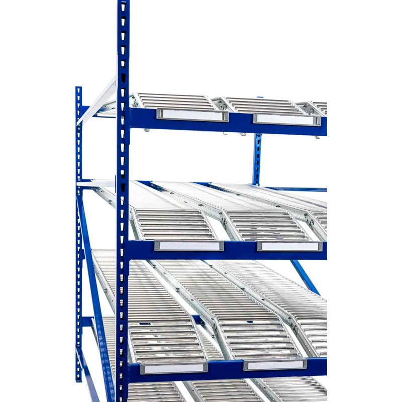 UNEX RR99K2R8X6-A Gravity Rack with Knuckled Span-Track Add-On 96"W x 72"D x 84"H W/4 Levels
