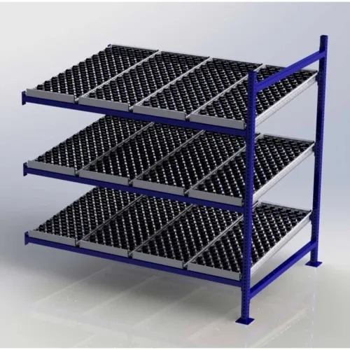 UNEX FC99SW72483-A Flow Cell Heavy Duty Gravity Rack w/ wheelbed Add-On, 3 Level, 72"W x 48"D x 72"H