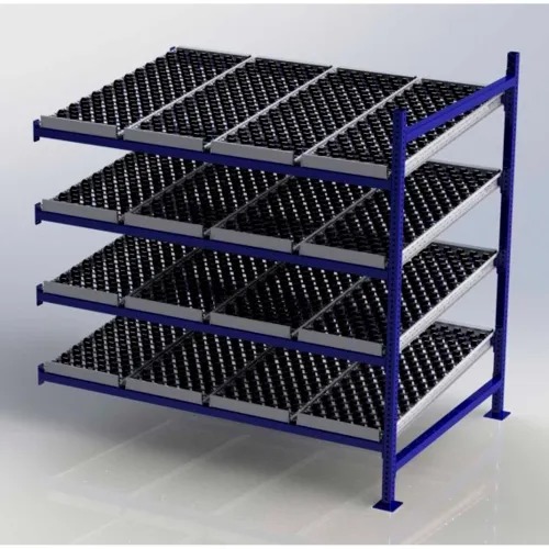 UNEX FC99SW72484-A Flow Cell Heavy Duty Gravity Rack w/ wheelbed Add-On, 4 Level, 72"W x 48"D x 72"H