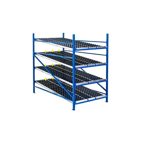 UNEX RR99S2W8X8-S Gravity Flow Roller Rack with Wheel Bed Starter 96"W x 96"D x 84"H with 4 Levels