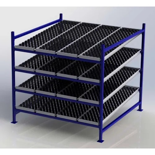 UNEX FC99SW72724-S Flow Cell Heavy Duty Gravity Rack w/ whelbed Starter, 4 Level, 72"W x 72"D x 72"H