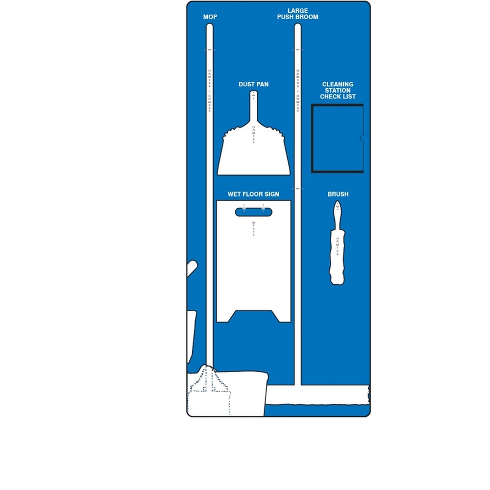 AccuformNMC PSB109BUWT Clean & Mop Store-Boards Combo Kit Shadow Boards Accu-Shield Blue White Board Only