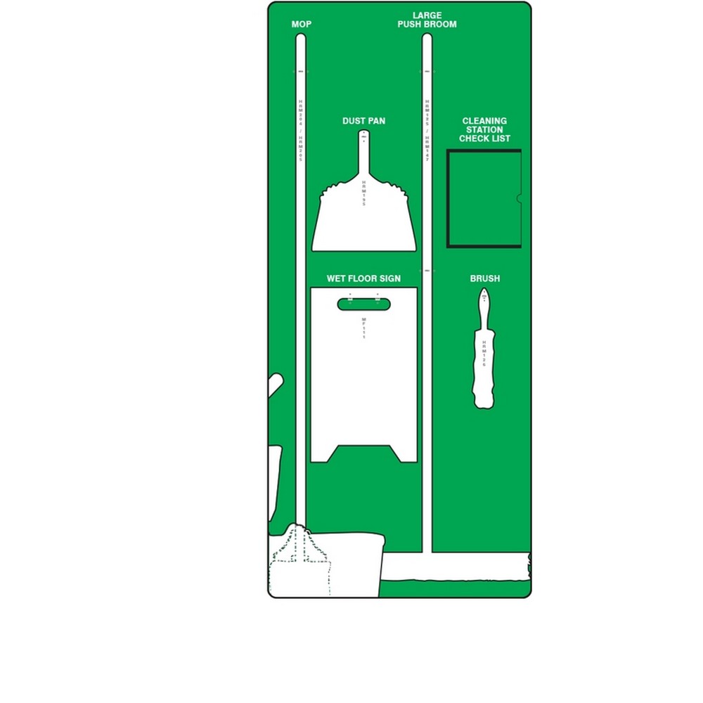 AccuformNMC PSB109GNWT Clean & Mop Store-Boards Combo Kit Shadow Boards Accu-Shield Green White Board Only