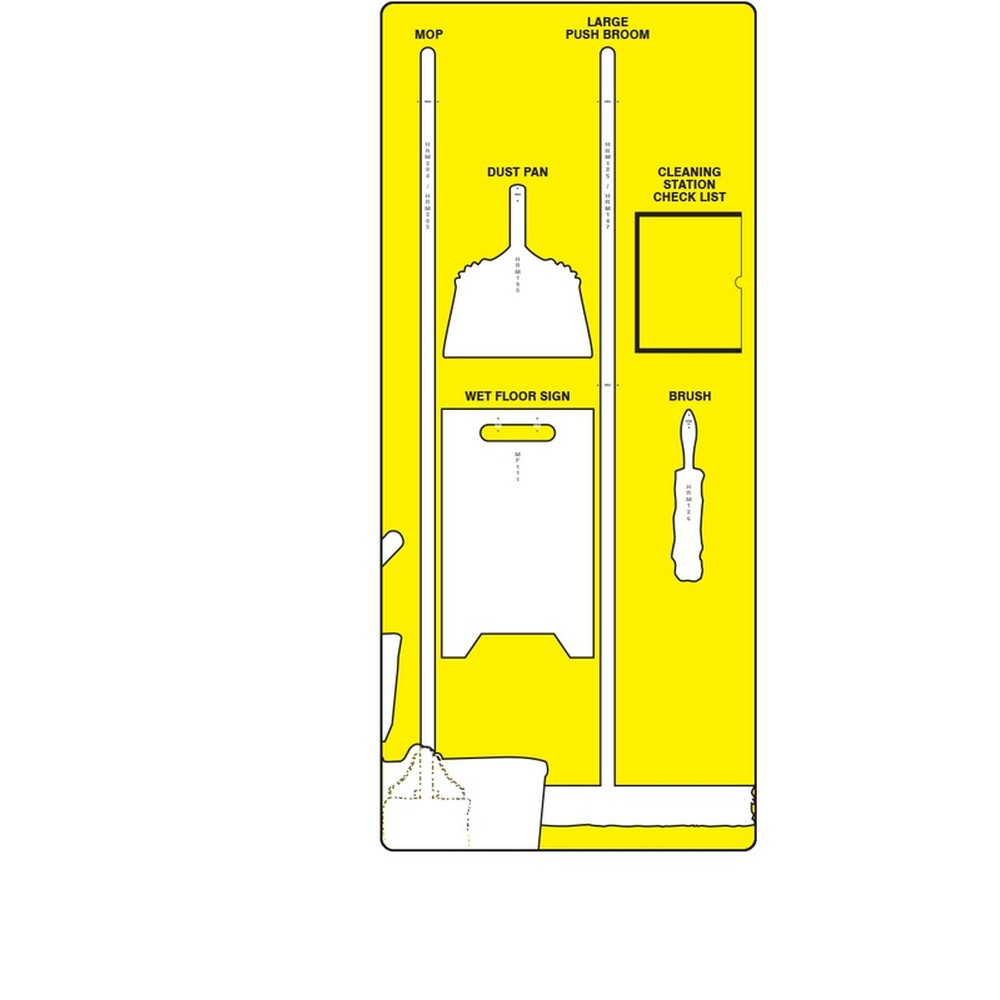 AccuformNMC PSB109YLWT Clean & Mop Store-Boards Combo Kit Shadow Boards Accu-Shield Yellow White Board Only