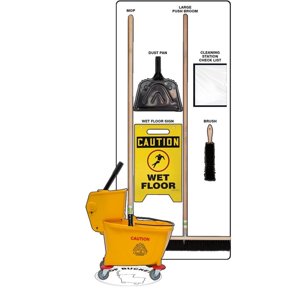 AccuformNMC PSB121WTWT Clean & Mop Store-Boards Combo Kit Shadow Boards Accu-Shield White White Combo Kit