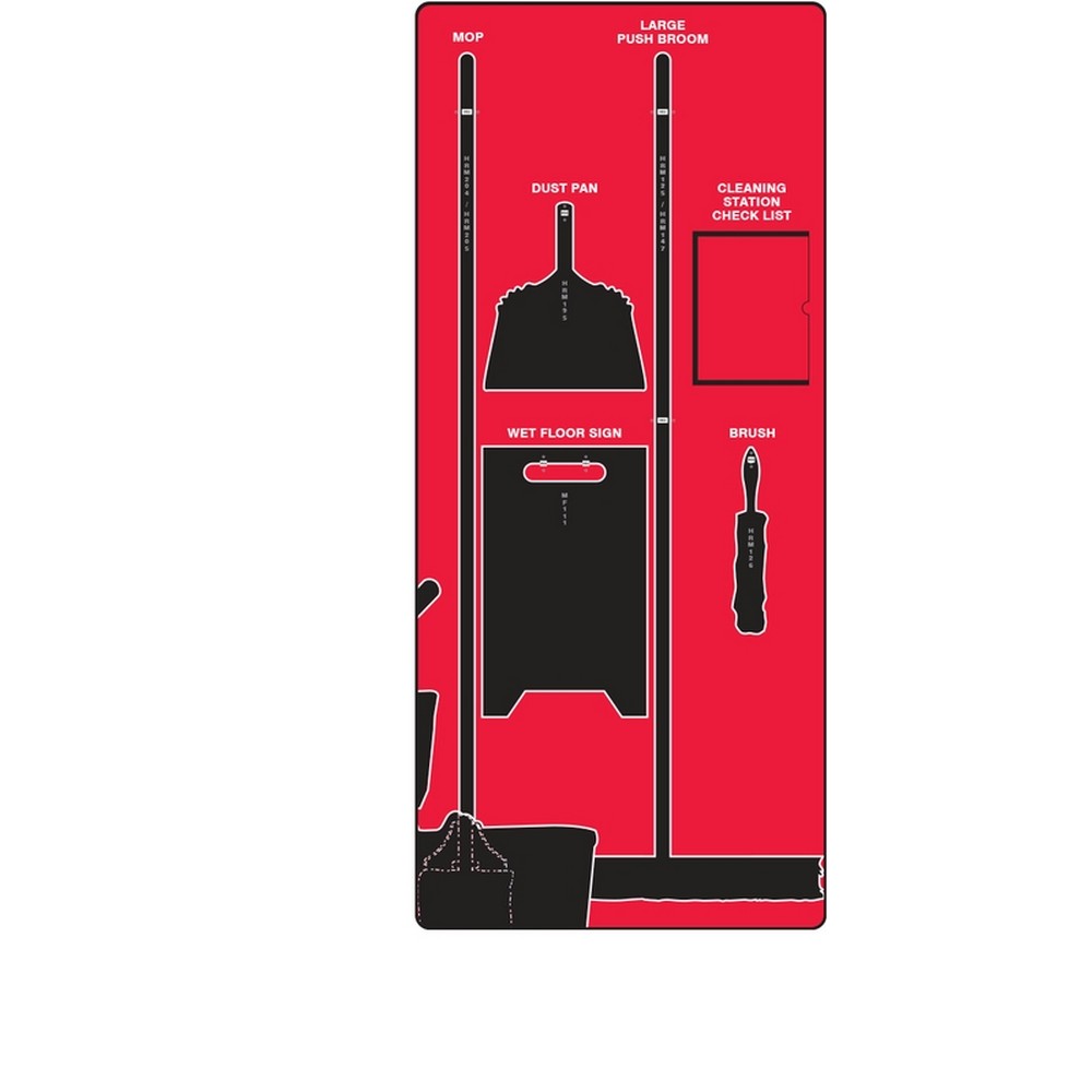 AccuformNMC PSB609RDBK Clean & Mop Store-Boards Combo Kit Shadow Boards Max-Duty Aluminum Red Black Board Only
