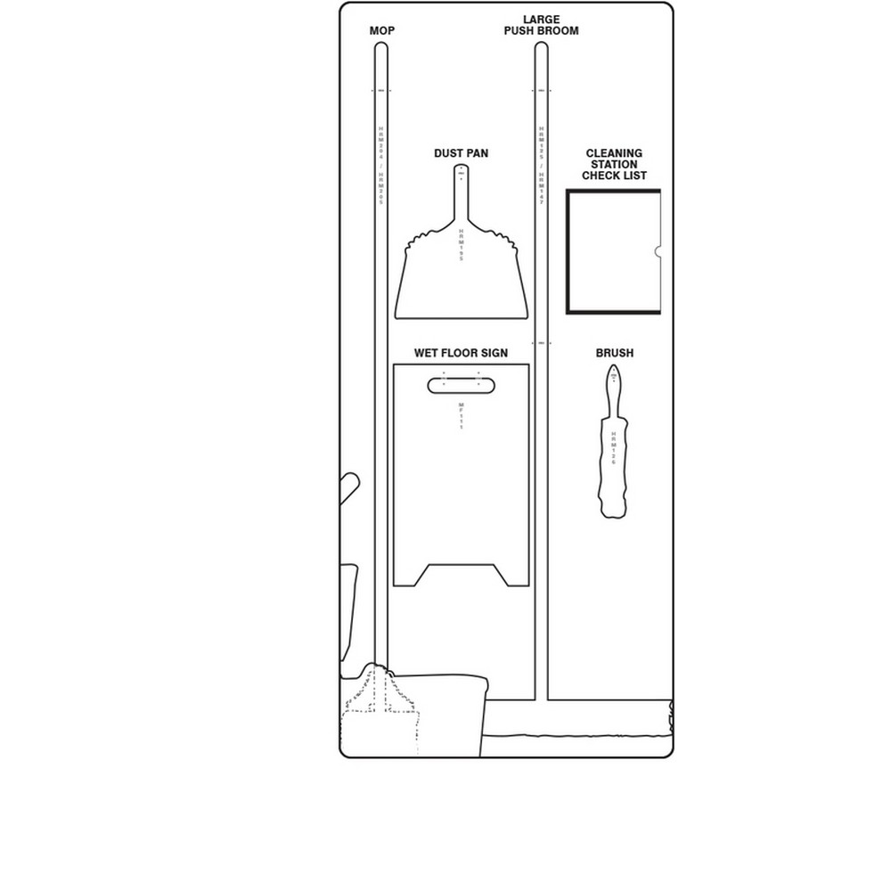 AccuformNMC PSB609WTWT Clean & Mop Store-Boards Combo Kit Shadow Boards Max-Duty Aluminum White White Board Only