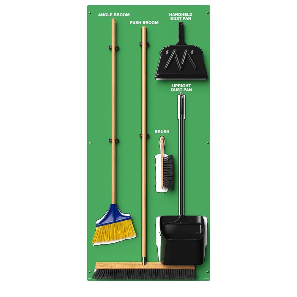 AccuformNMC PSB616GNWT Clean & Sweep Store-Boards Shadow Boards Max-Duty Aluminum Green White Combo Kit