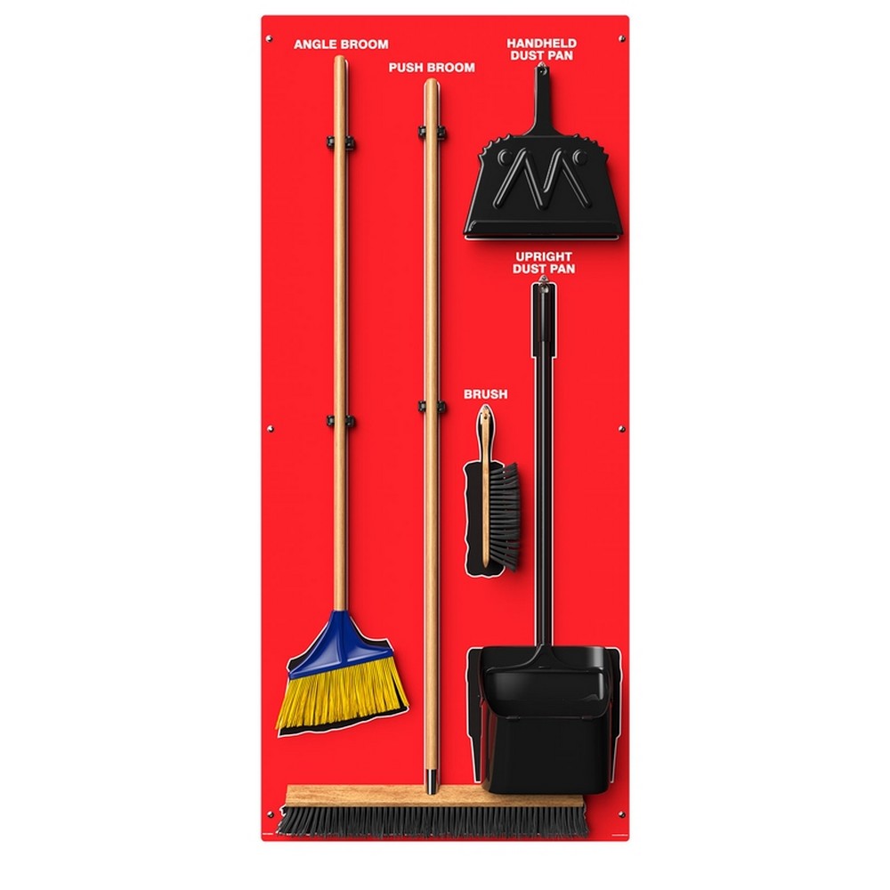 AccuformNMC PSB616RDBK Clean & Sweep Store-Boards Shadow Boards Max-Duty Aluminum Red Black Combo Kit
