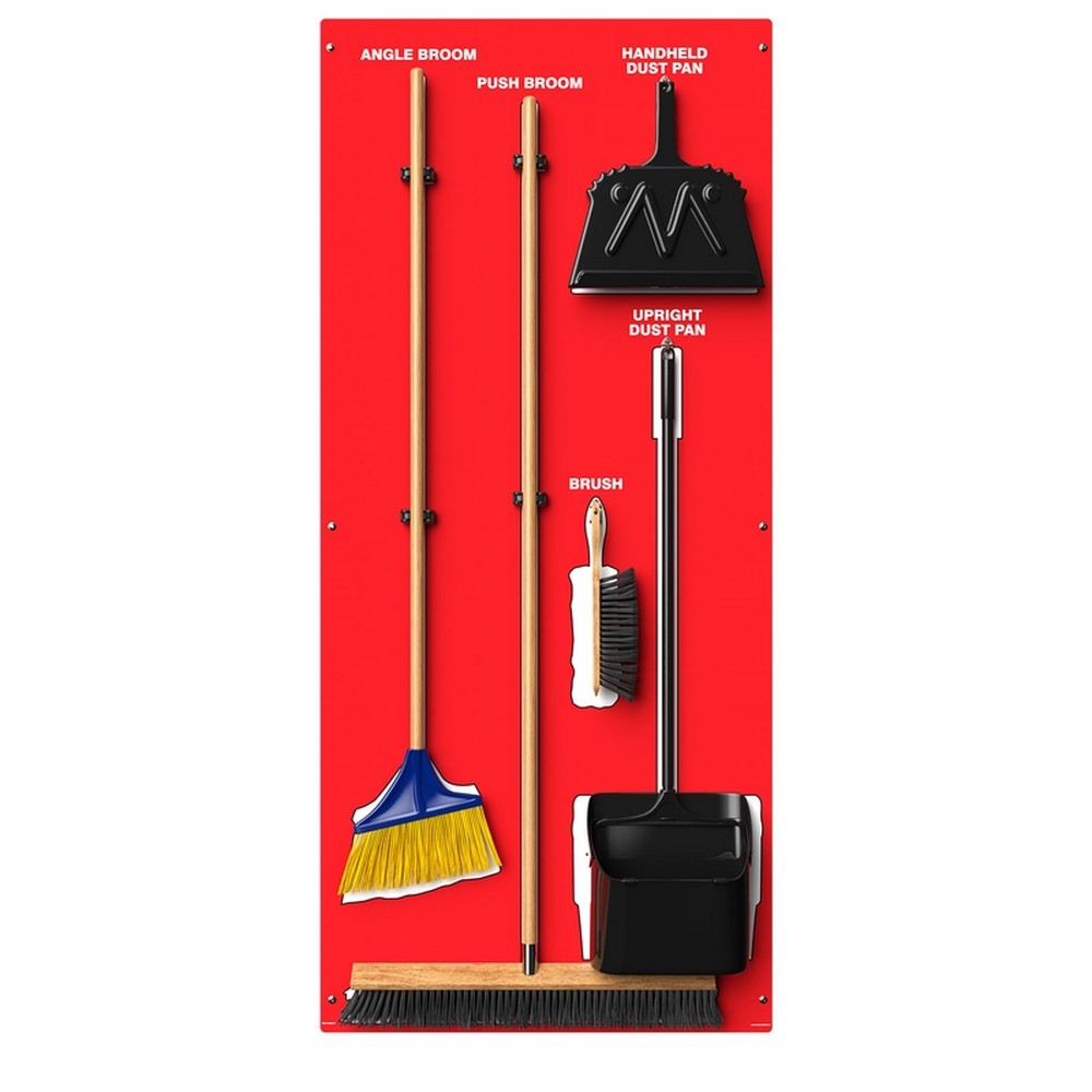 AccuformNMC PSB616RDWT Clean & Sweep Store-Boards Shadow Boards Max-Duty Aluminum Red White Combo Kit
