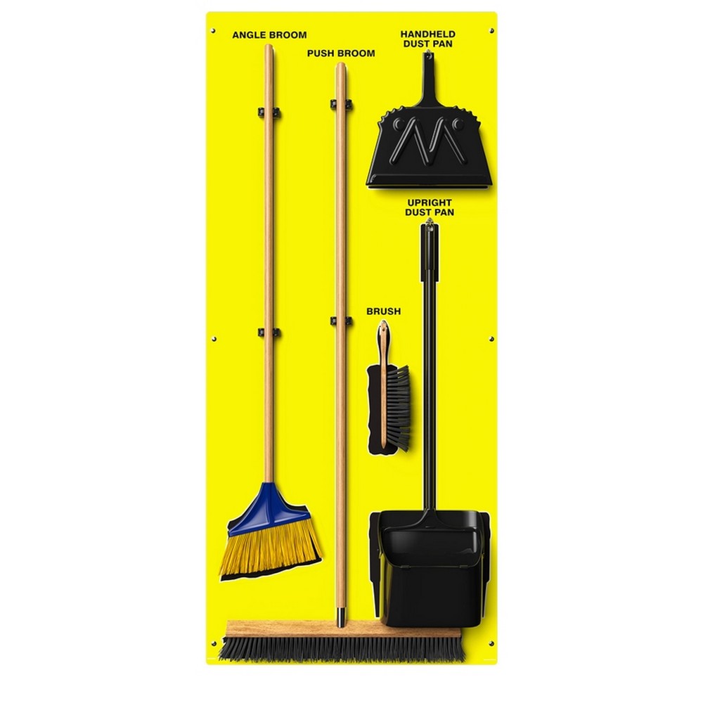 AccuformNMC PSB616YLBK Clean & Sweep Store-Boards Shadow Boards Max-Duty Aluminum Yellow Black Combo Kit