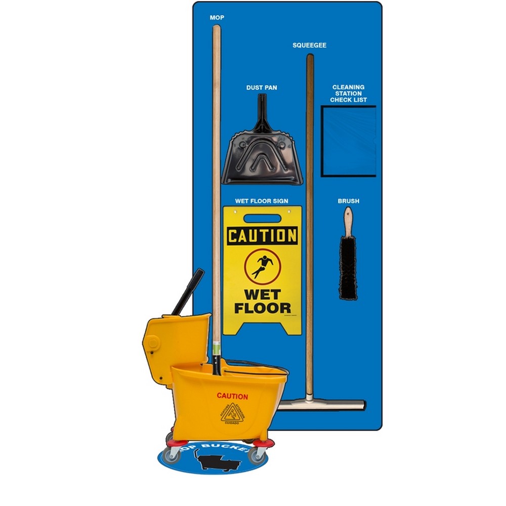 AccuformNMC PSB622BUBK Clean & Squeegee Store-Boards Shadow Boards Max-Duty Aluminum Blue Black Combo Kit