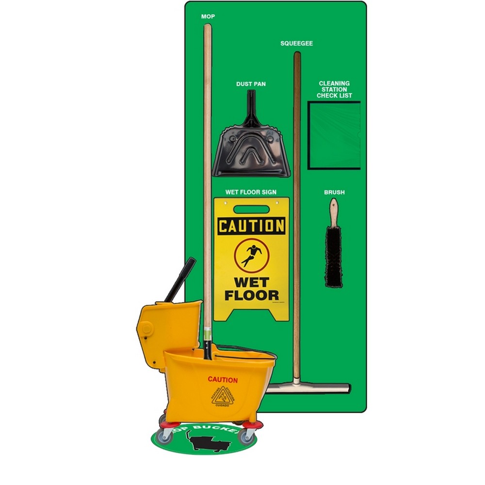 AccuformNMC PSB622GNBK Clean & Squeegee Store-Boards Shadow Boards Max-Duty Aluminum Green Black Combo Kit