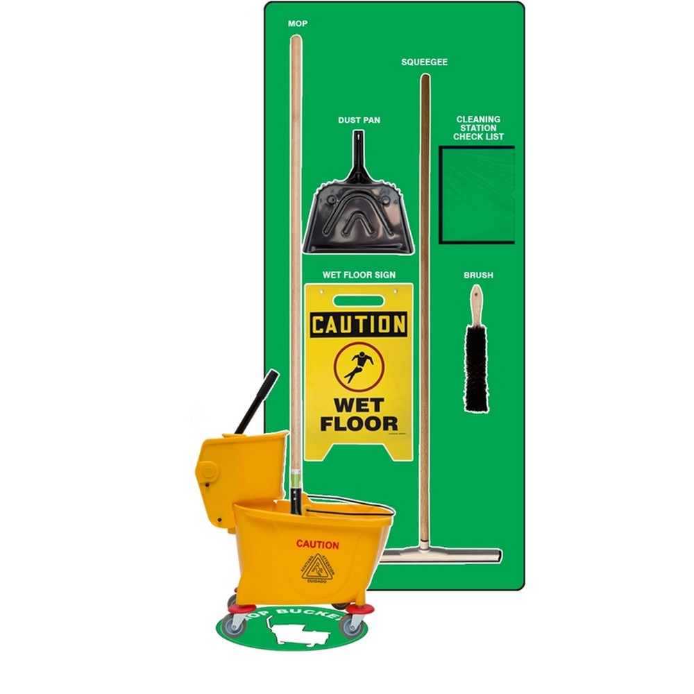 AccuformNMC PSB622GNWT Clean & Squeegee Store-Boards Shadow Boards Max-Duty Aluminum Green White Combo Kit