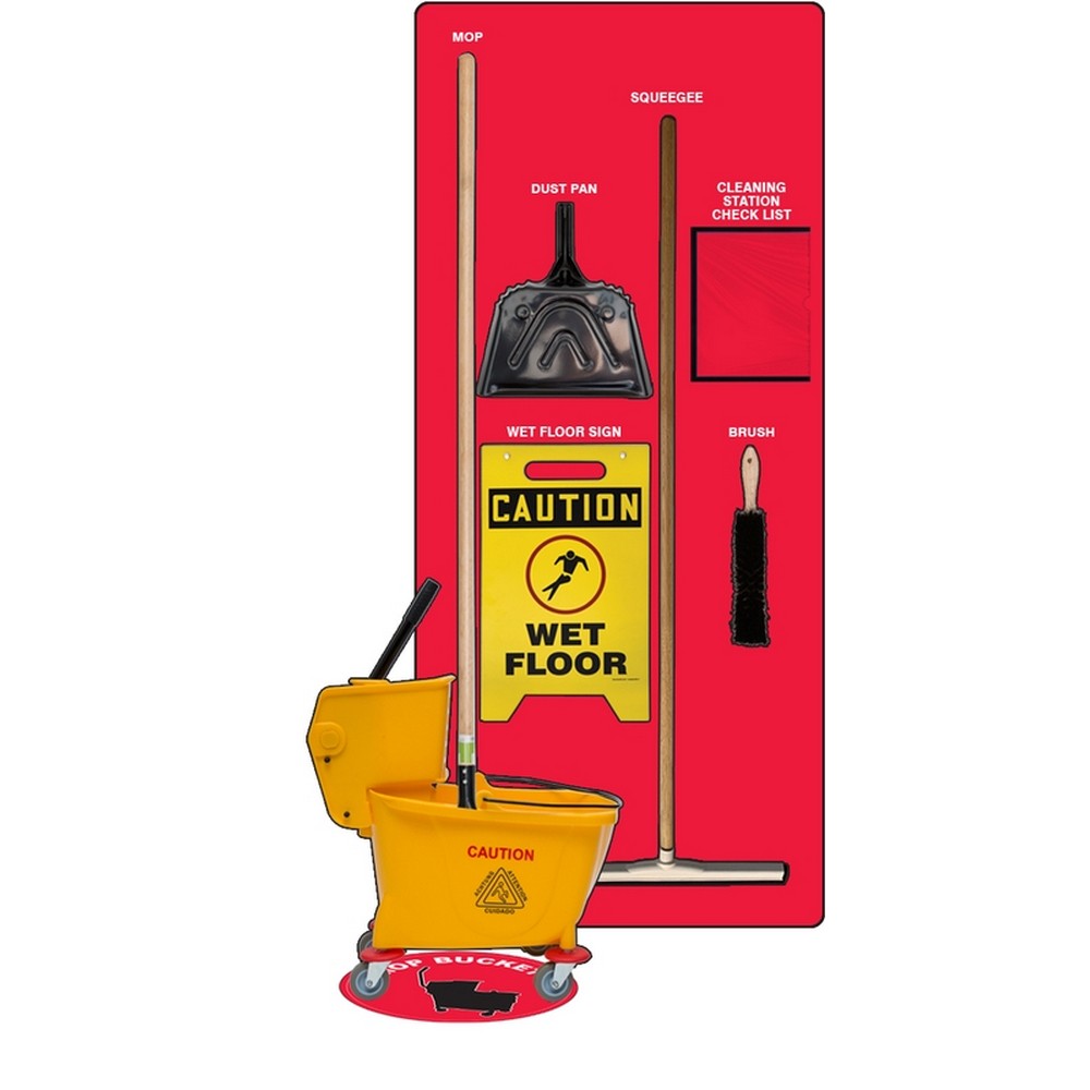 AccuformNMC PSB622RDBK Clean & Squeegee Store-Boards Shadow Boards Max-Duty Aluminum Red Black Combo Kit