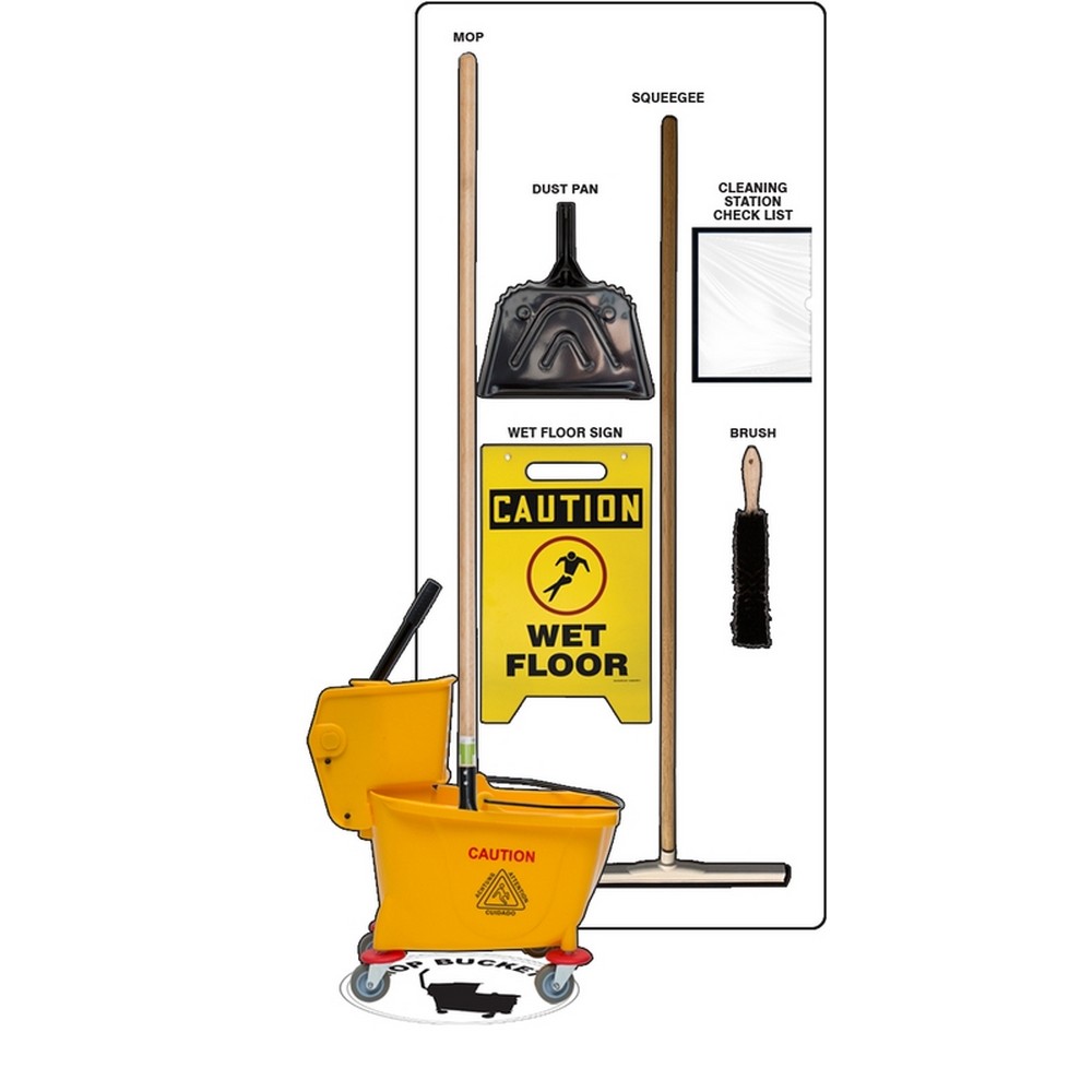 AccuformNMC PSB622WTBK Clean & Squeegee Store-Boards Shadow Boards Max-Duty Aluminum White Black Combo Kit