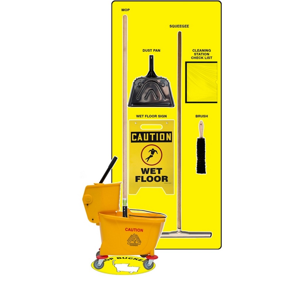 AccuformNMC PSB622YLWT Clean & Squeegee Store-Boards Shadow Boards Max-Duty Aluminum Yellow White Combo Kit