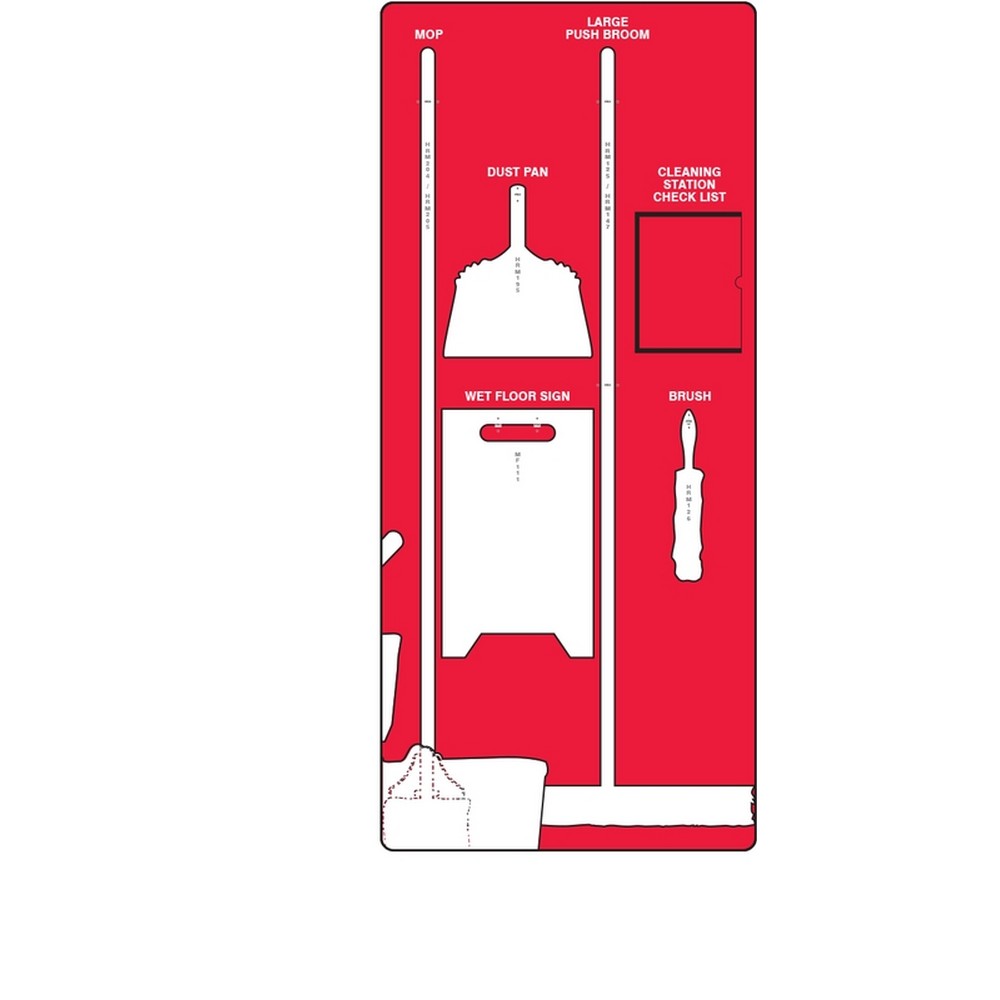 AccuformNMC PSB709RDWT Clean & Mop Store-Boards Combo Kit Shadow Boards Ultra Aluma-Lite Red White Board Only