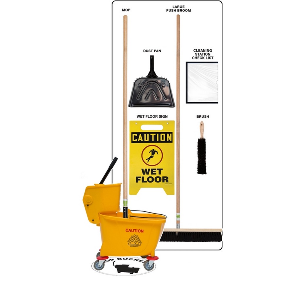 AccuformNMC PSB722WTBK Clean & Mop Store-Boards Combo Kit Shadow Boards Ultra Aluma-Lite White Black Combo Kit