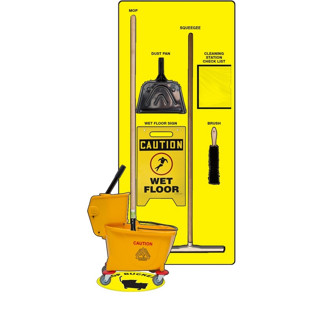 AccuformNMC PSB725YLBK Clean & Squeegee Store-Boards Shadow Boards Ultra Aluma-Lite Yellow Black Combo Kit