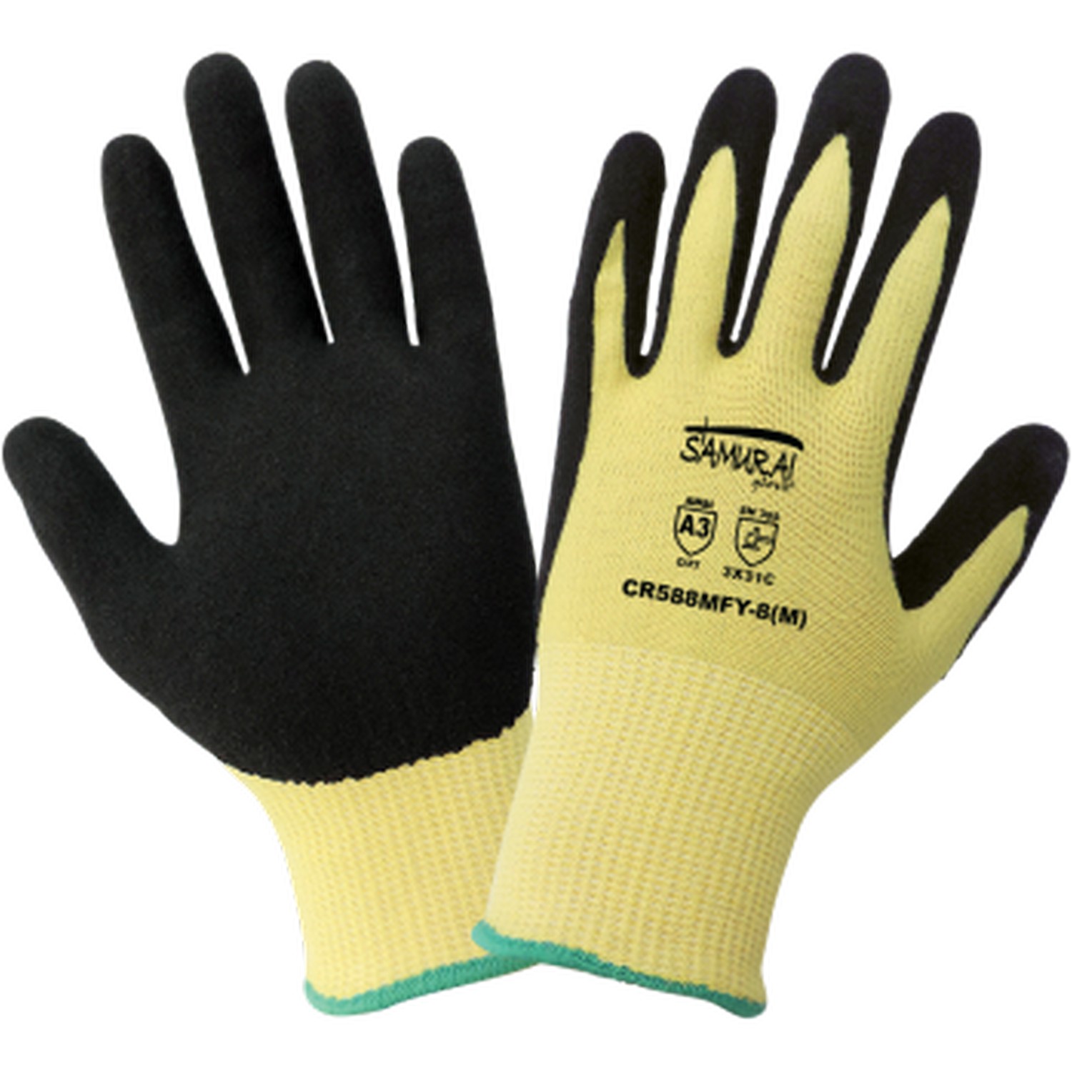 Global Glove CR588MFY - Samurai Glove - Cut Resistant Nitrile Palm-Dipped Gloves, A3
