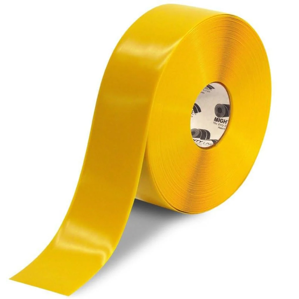 Mighty Line 3RY 3" Yellow Solid Color Tape - 100' Roll - Safety Floor Tape