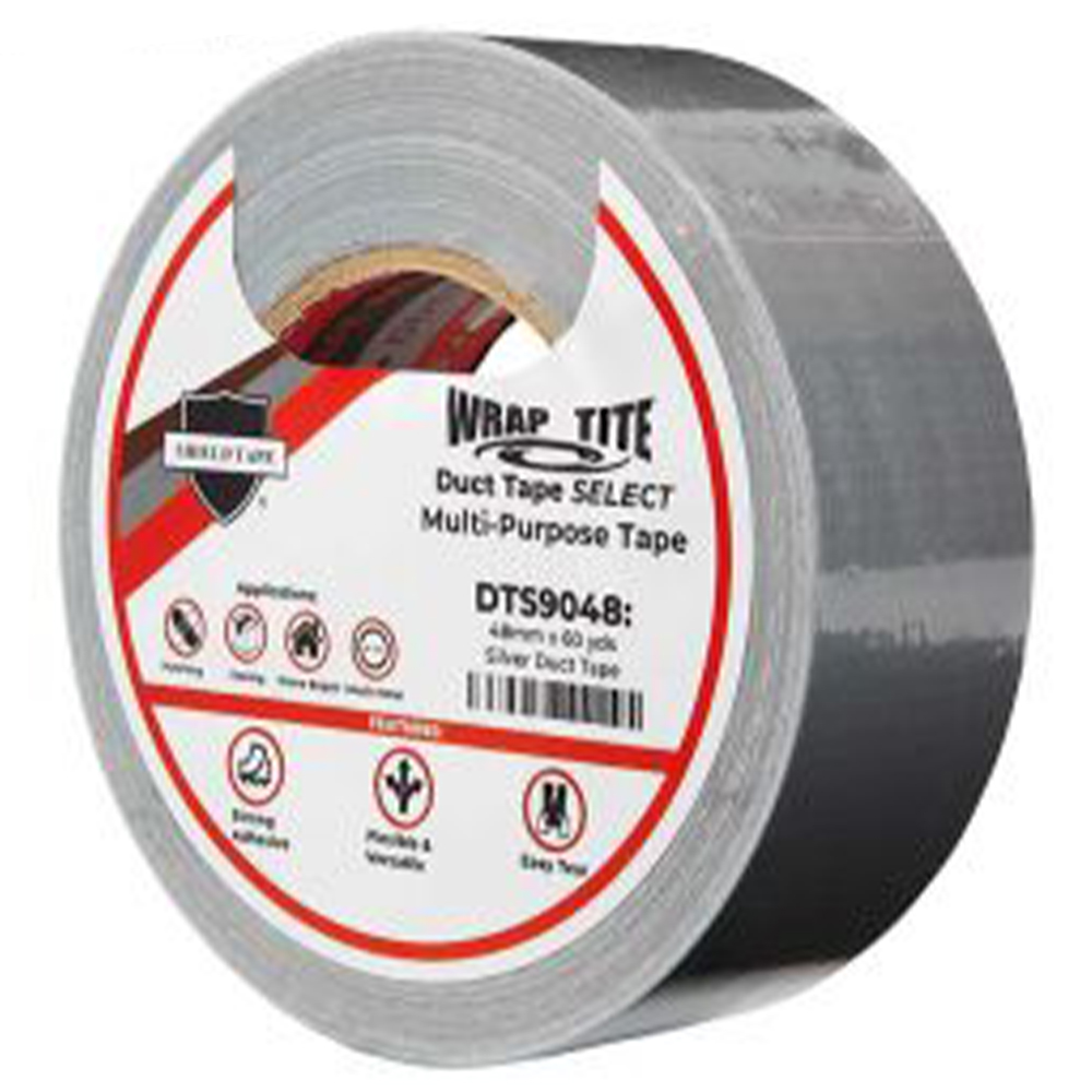 Wraptite DTS9048 2" x 60 yds, Silver Select Duct Tape, 9 Mil, 24 Rolls/Case