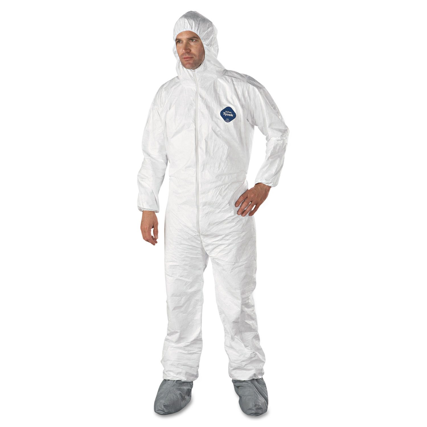 Liberty Safety TY122S Tyvek Elastic-Cuff Hooded Coveralls w/Boots, White, 25/Case