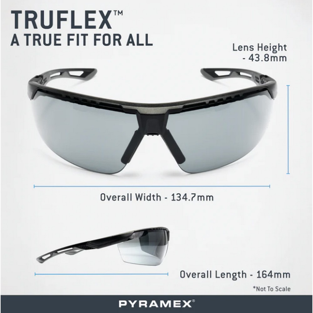 Pyramex Safety SBG11320DT TruFlex Black And Gray, Gray Lens Adjustable Safety Glasses