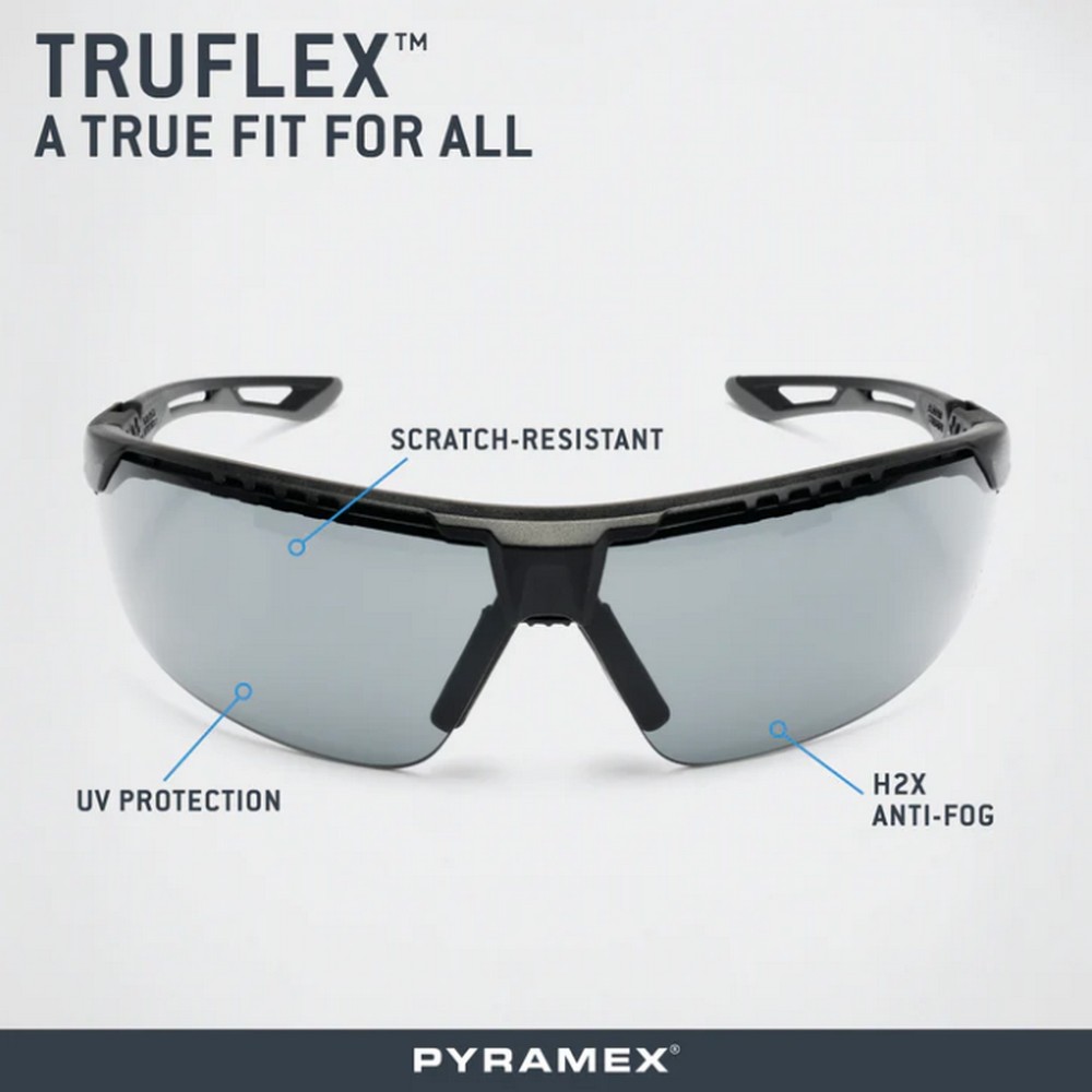 Pyramex Safety SBG11320DT TruFlex Black And Gray, Gray Lens Adjustable Safety Glasses